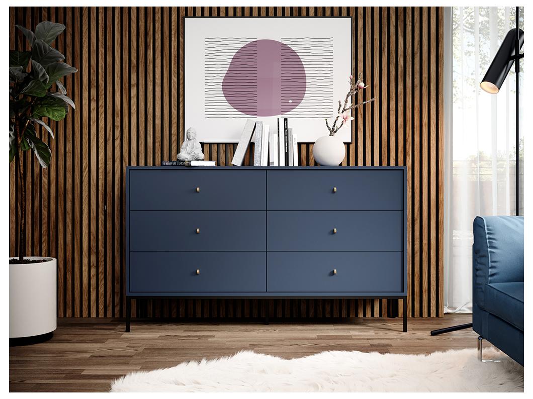 Commode 6 tiroirs - Bleu - BOGDAN
