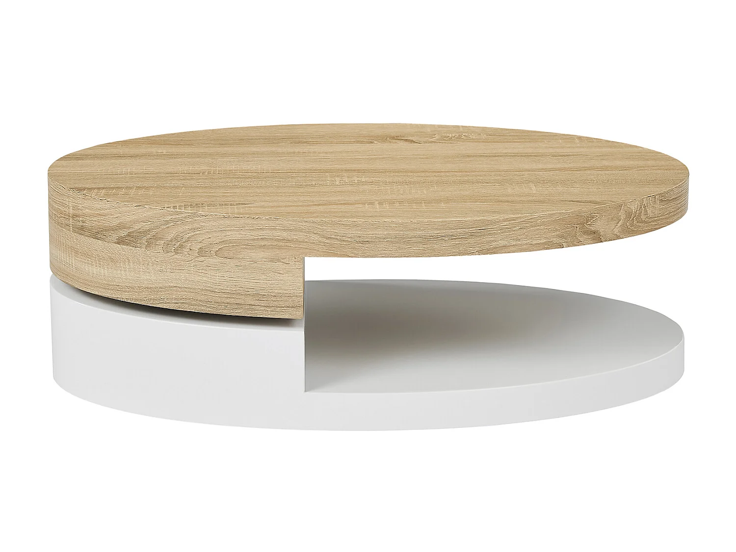 Stolik kawowy z obrotowym blatem MDF - Kolor naturalny i biały - VITALY