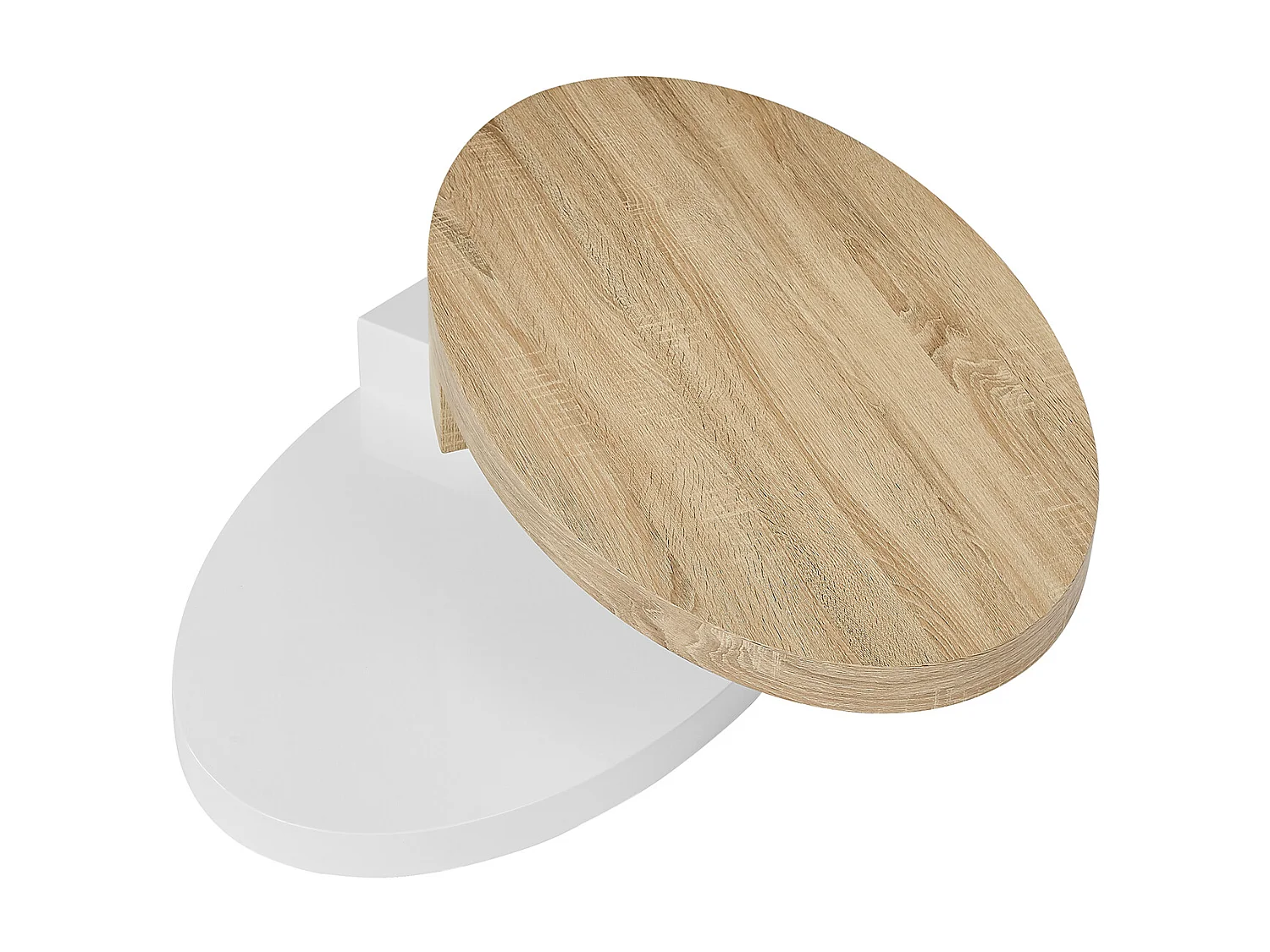 Stolik kawowy z obrotowym blatem MDF - Kolor naturalny i biały - VITALY