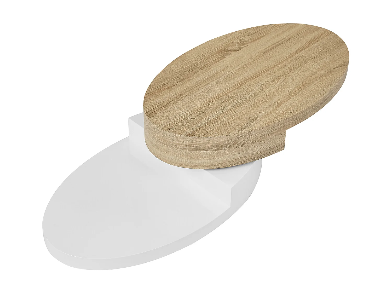 Stolik kawowy z obrotowym blatem MDF - Kolor naturalny i biały - VITALY