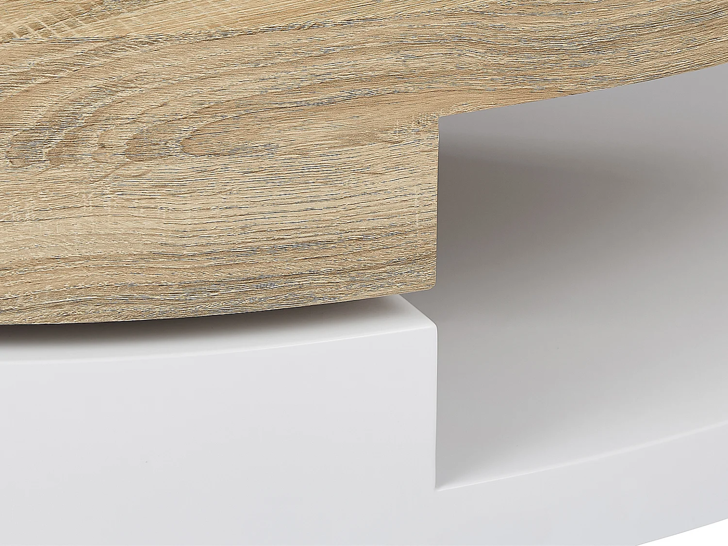 Stolik kawowy z obrotowym blatem MDF - Kolor naturalny i biały - VITALY