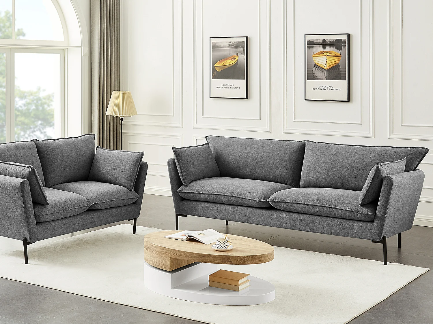 Table basse avec plateau pivotant - MDF - Naturel et blanc - VITALY