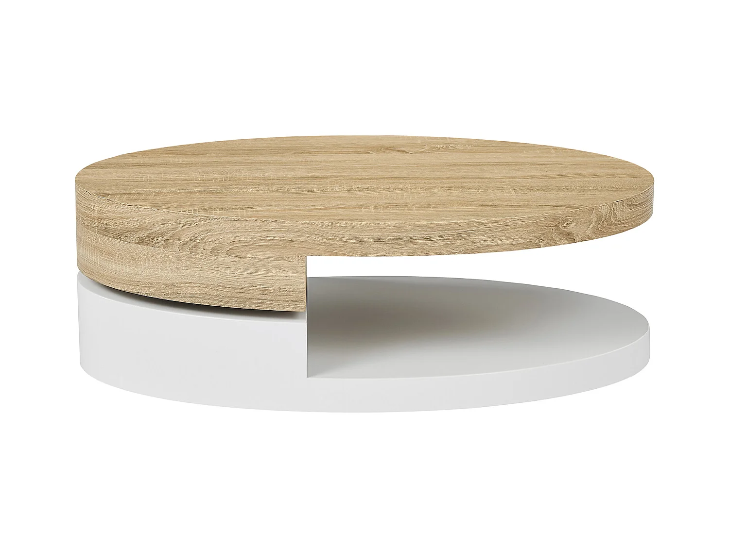 Table basse avec plateau pivotant - MDF - Naturel et blanc - VITALY