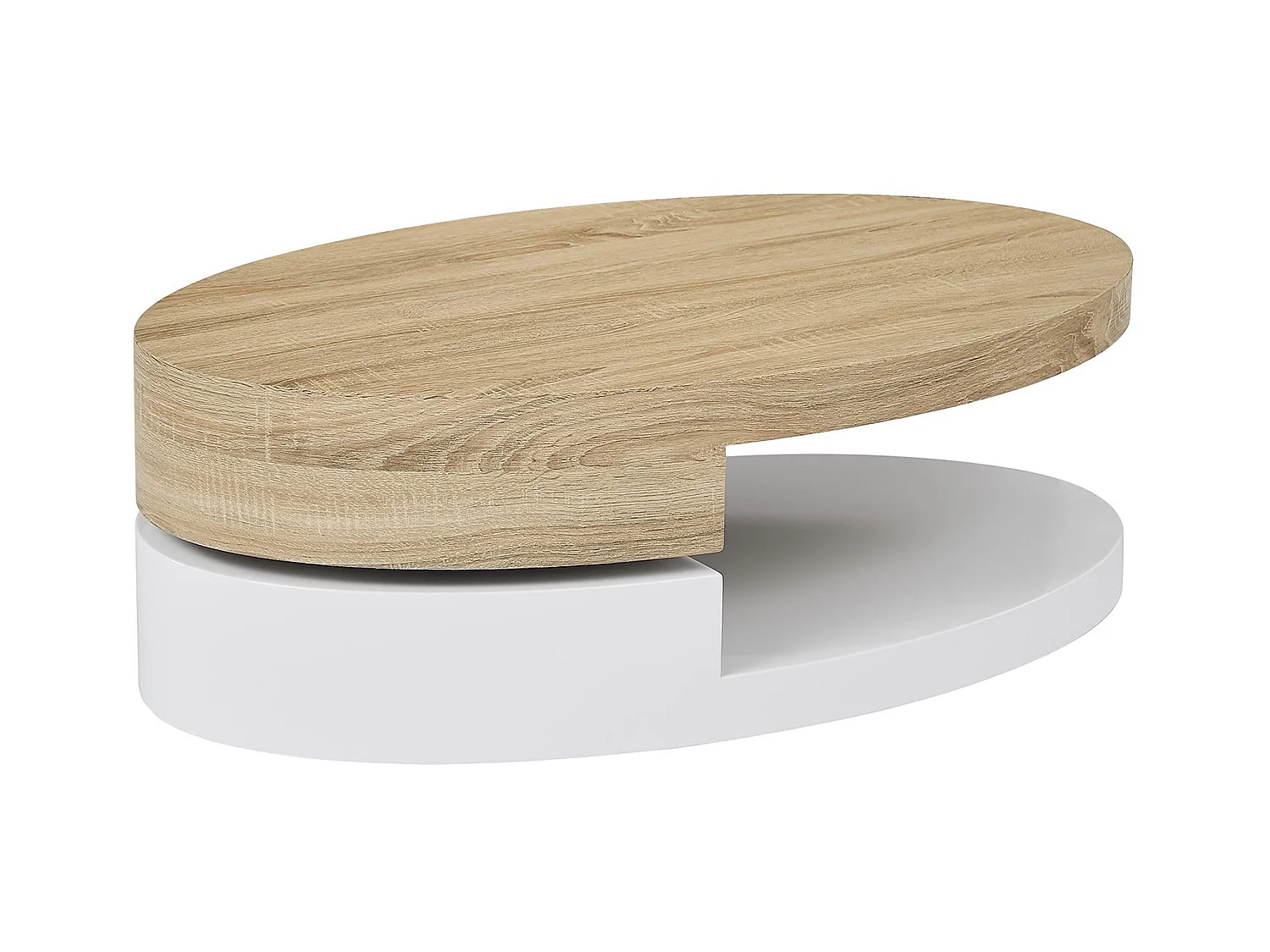 Table basse avec plateau pivotant - MDF - Naturel et blanc - VITALY