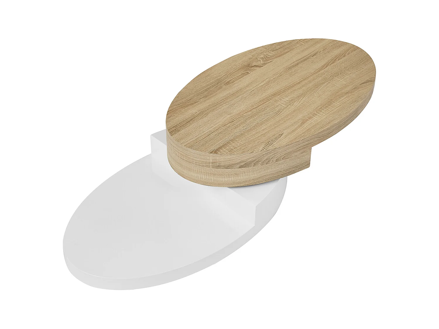 Table basse avec plateau pivotant - MDF - Naturel et blanc - VITALY