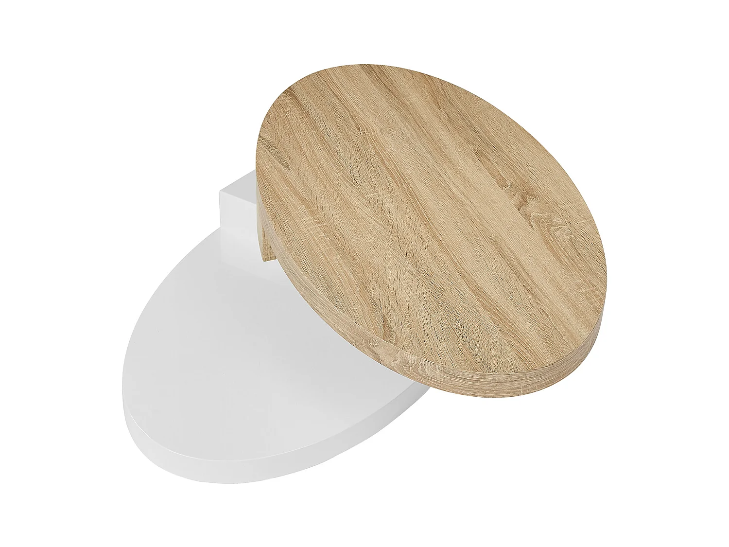 Table basse avec plateau pivotant - MDF - Naturel et blanc - VITALY