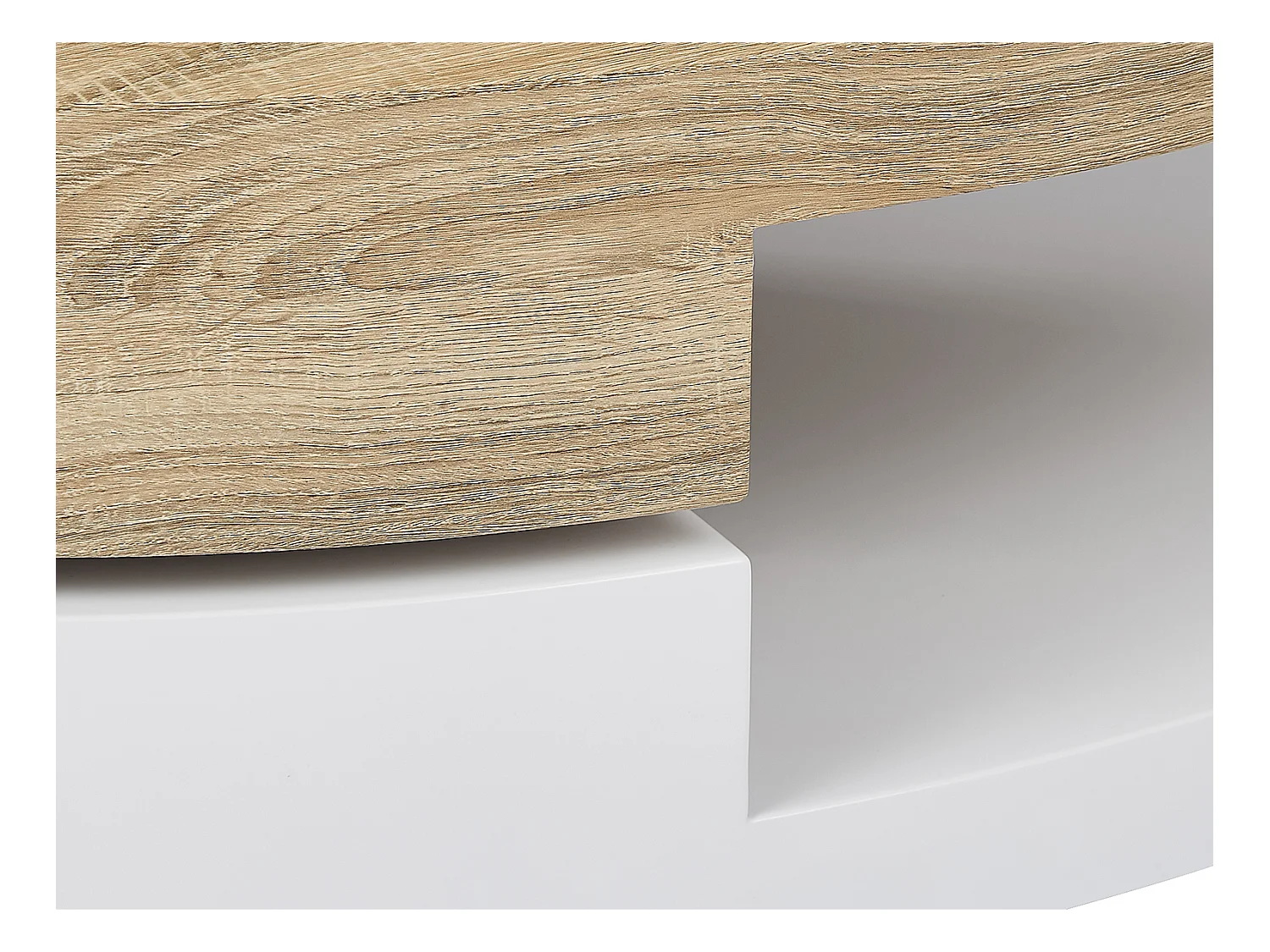 Table basse avec plateau pivotant - MDF - Naturel et blanc - VITALY