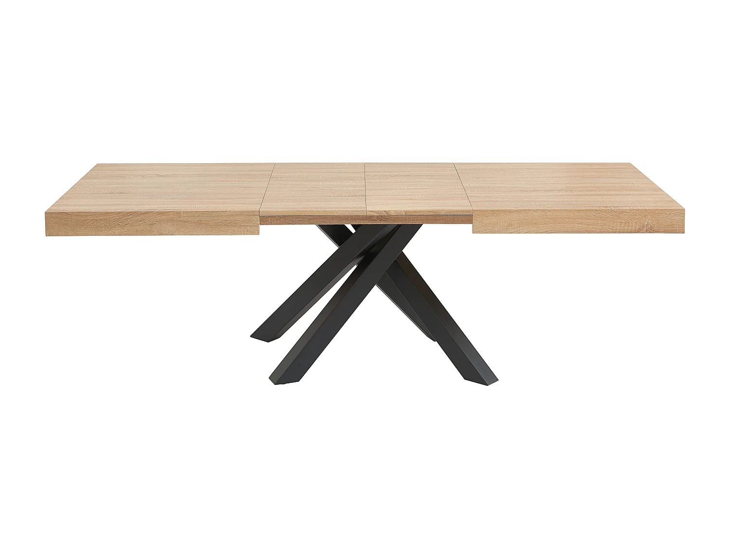 Table à manger extensible 6 à 10 personnes en MDF et métal - Naturel et noir - CATONAV