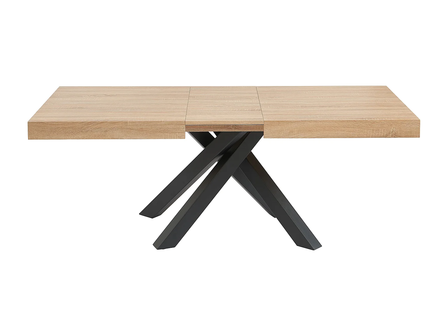 Table à manger extensible 6 à 10 personnes en MDF et métal - Naturel et noir - CATONAV