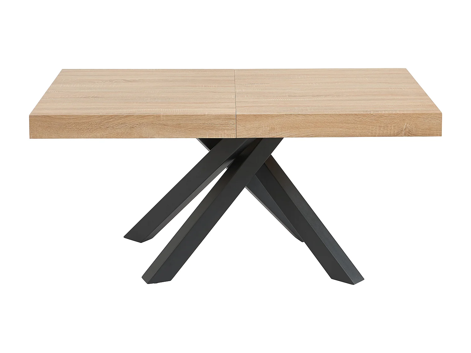 Table à manger extensible 6 à 10 personnes en MDF et métal - Naturel et noir - CATONAV