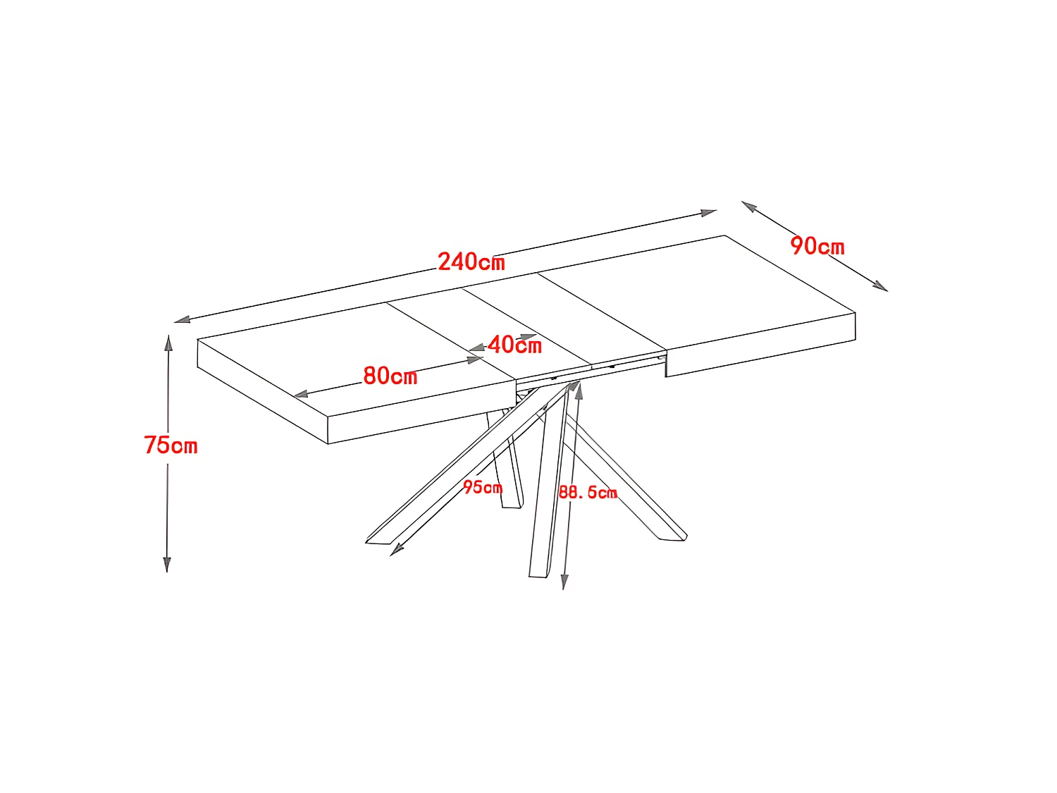 Table à manger extensible 6 à 10 personnes en MDF et métal - Naturel et noir - CATONAV