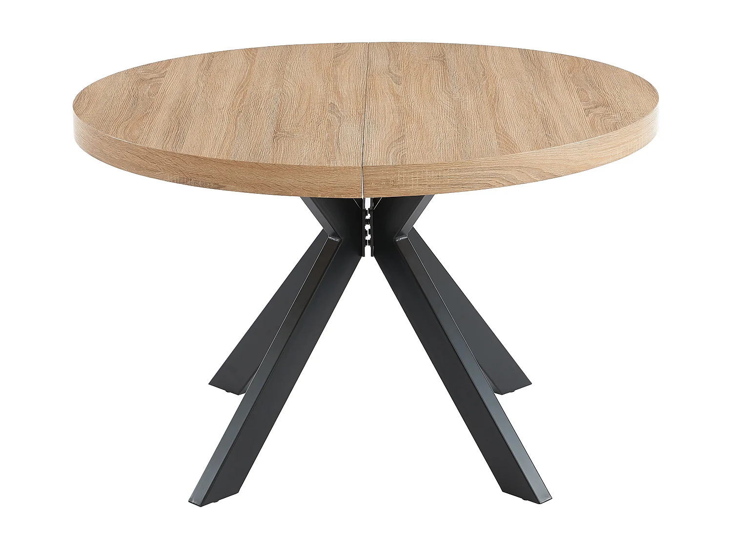 Mesa de comedor extensible 4 a 8 comensales de MDF y acero - Natural y negro - KOMONI