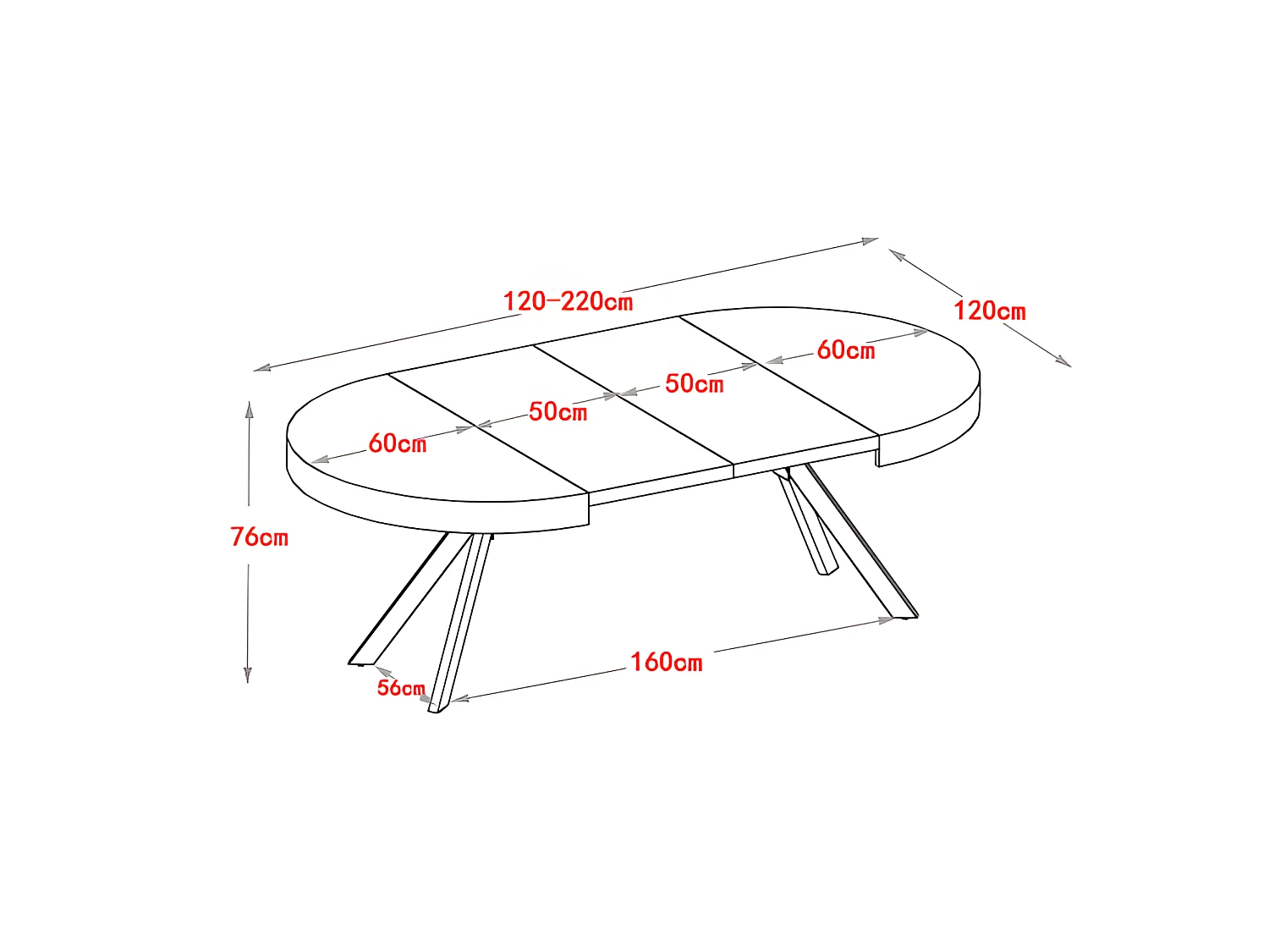 Table à manger extensible 4 à 8 personnes en MDF et acier - Naturel clair et noir - KOMONI