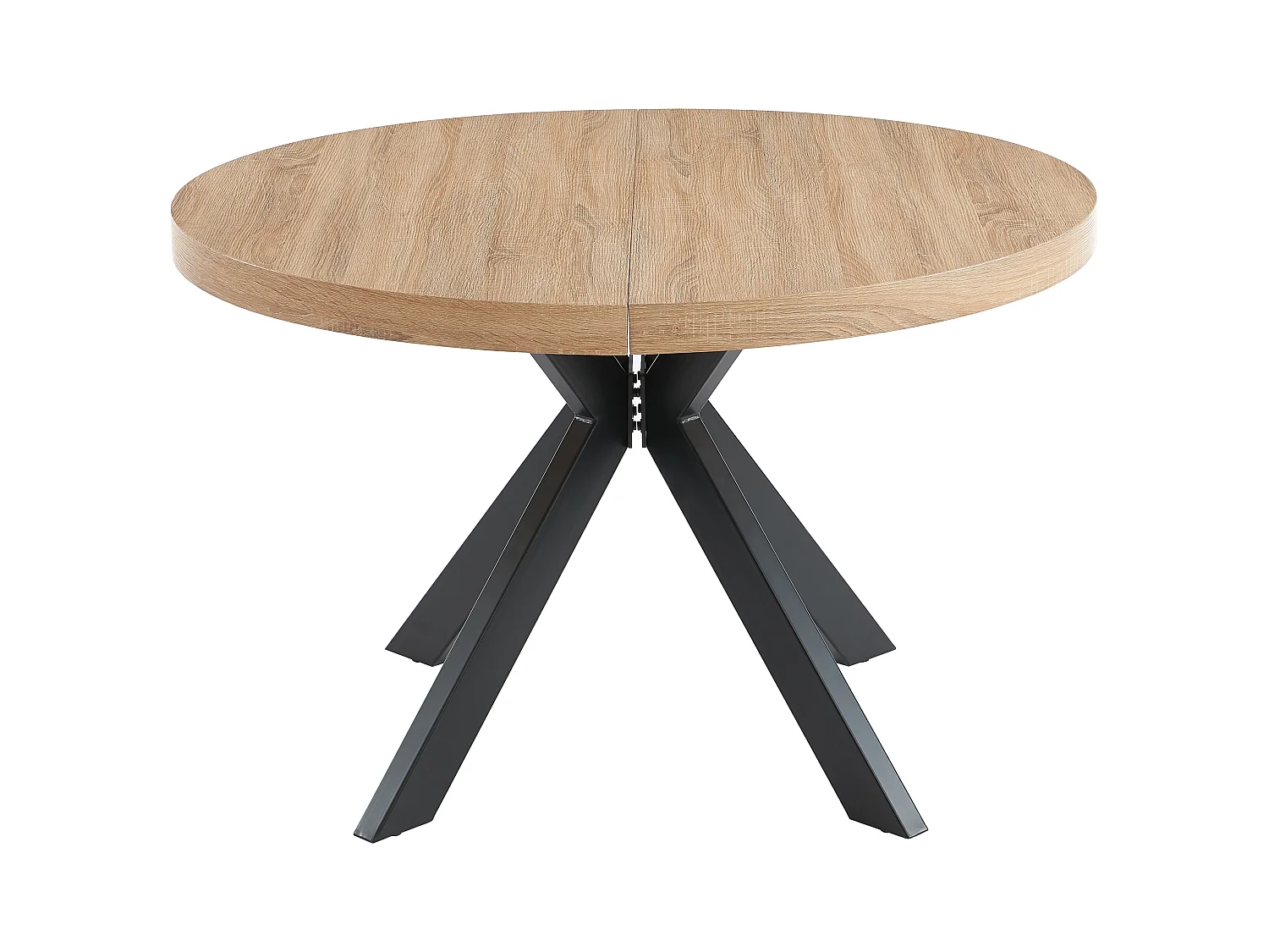 Table à manger extensible 4 à 8 personnes en MDF et acier - Naturel clair et noir - KOMONI