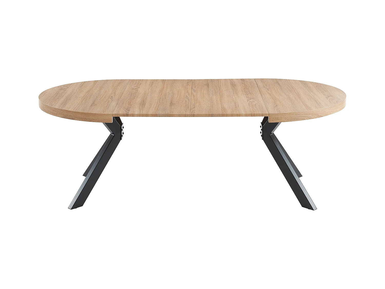 Table à manger extensible 4 à 8 personnes en MDF et acier - Naturel clair et noir - KOMONI