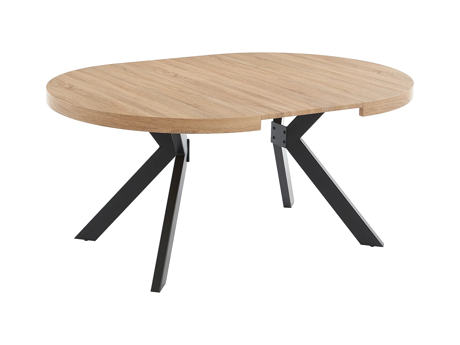 Table à manger extensible 4 à 8 personnes en MDF et acier - Naturel clair et noir - KOMONI