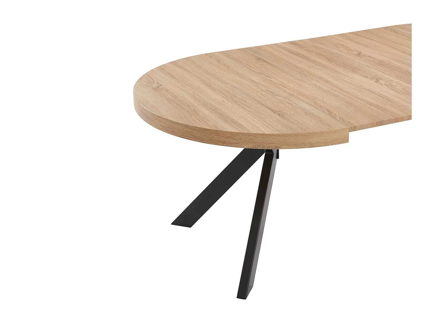 Table à manger extensible 4 à 8 personnes en MDF et acier - Naturel clair et noir - KOMONI