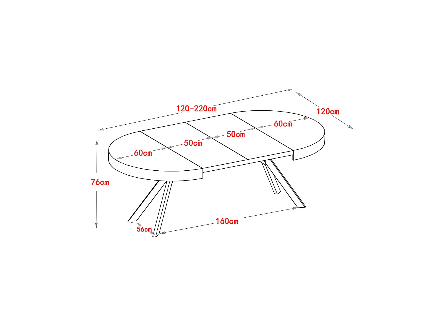 Table à manger extensible 4 à 8 personnes en MDF et acier - Naturel clair et noir - KOMONI