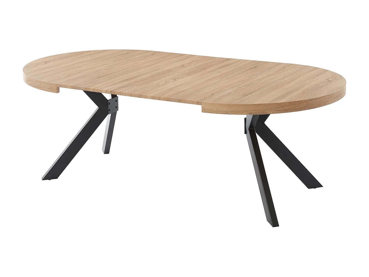 Tavolo da pranzo allungabile da 4 a 8 coperti in MDF e Acciaio Naturale e Nero KOMONI