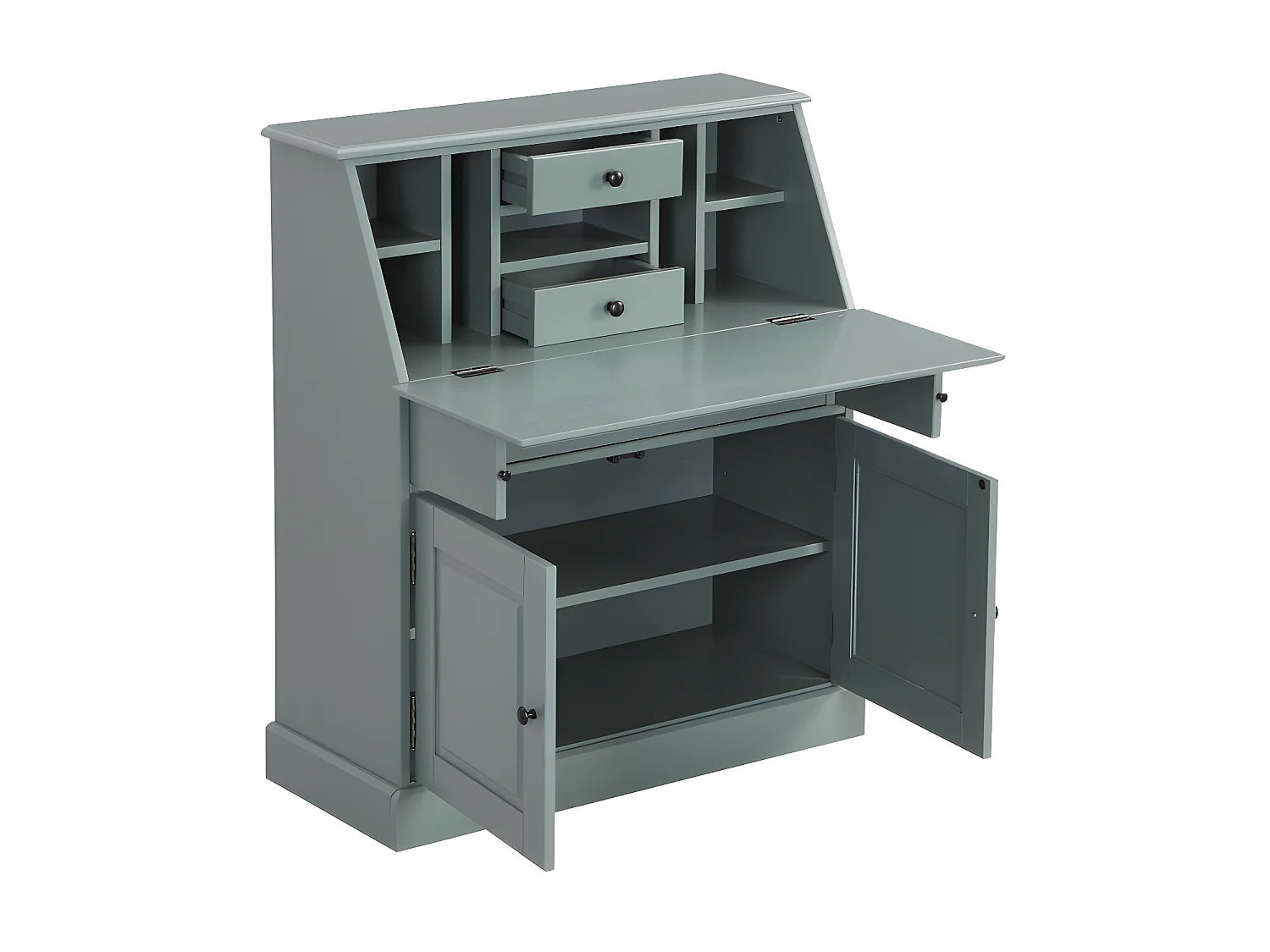 Secrétaire en pin et MDF - Coloris : Vert amande - CLEORE