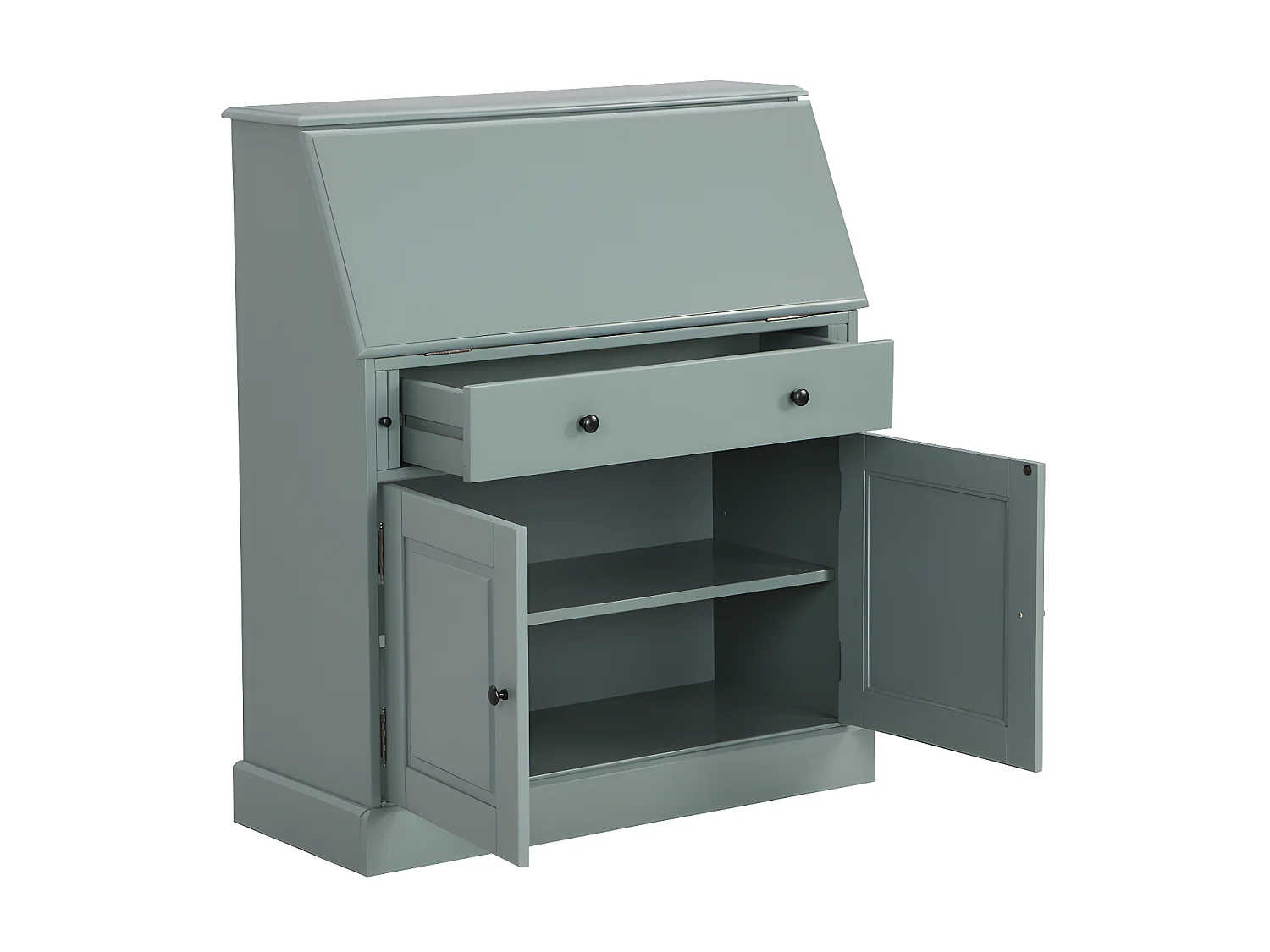 Secrétaire en pin et MDF - Coloris : Vert amande - CLEORE