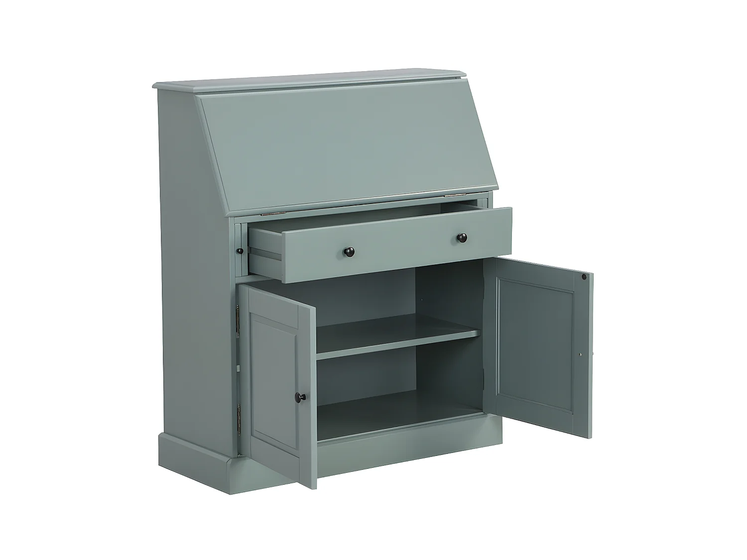 Secrétaire en pin et MDF - Coloris : Vert amande - CLEORE