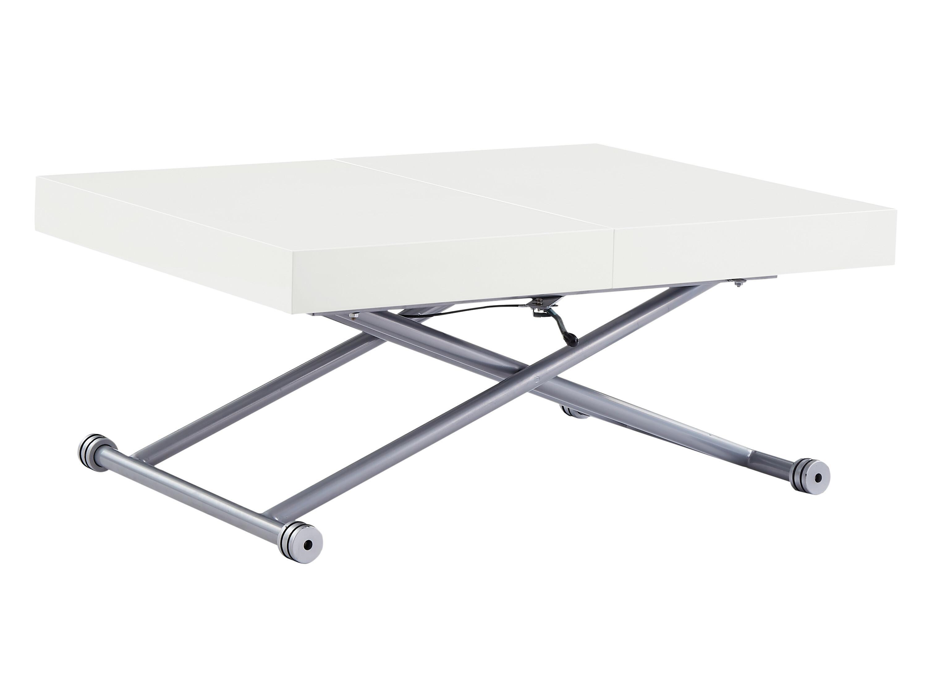 2in1Tisch ausziehbar & höhenverstellbar MDF & Stahl Weiß