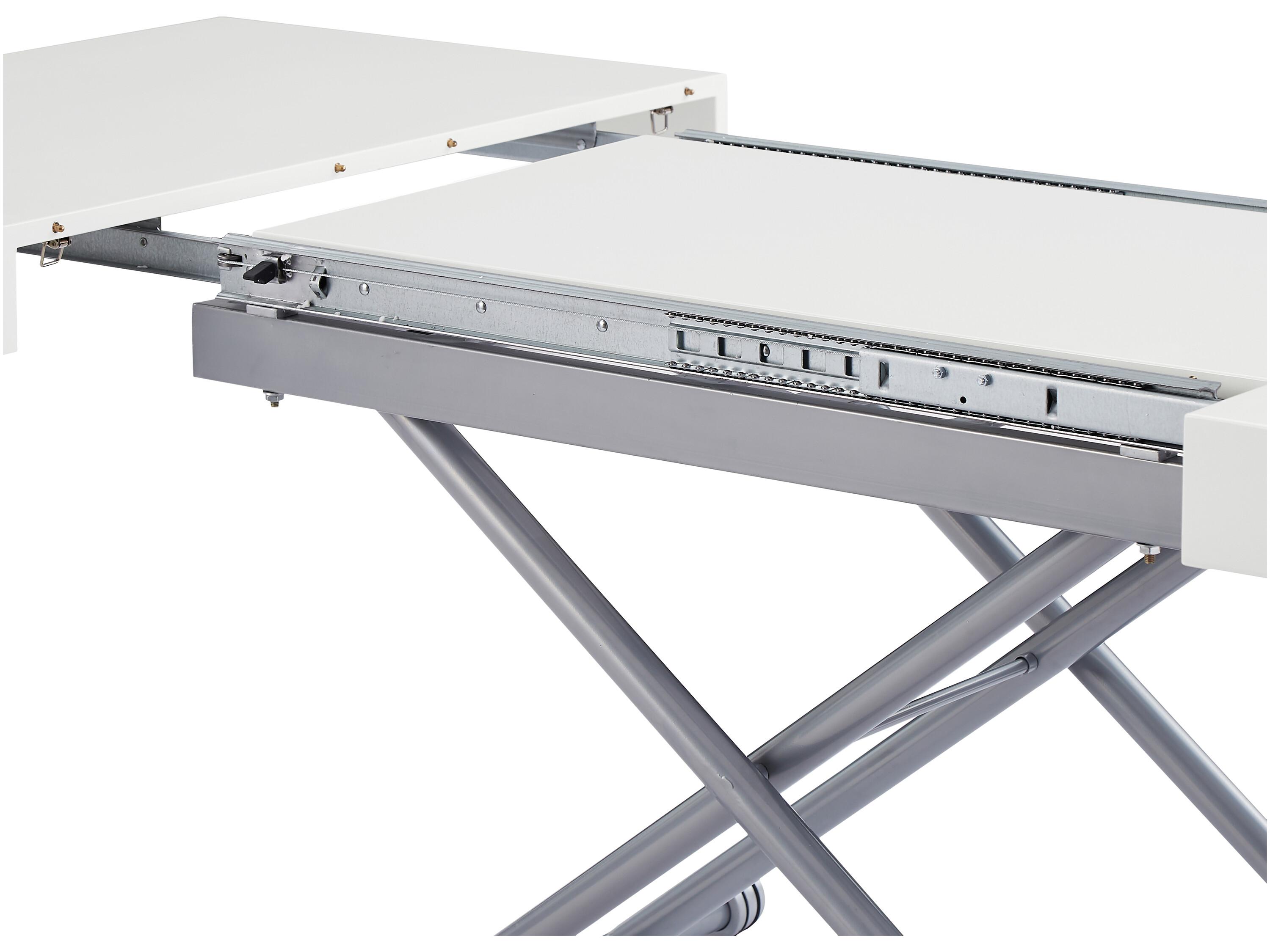 2in1Tisch ausziehbar & höhenverstellbar MDF & Stahl Weiß
