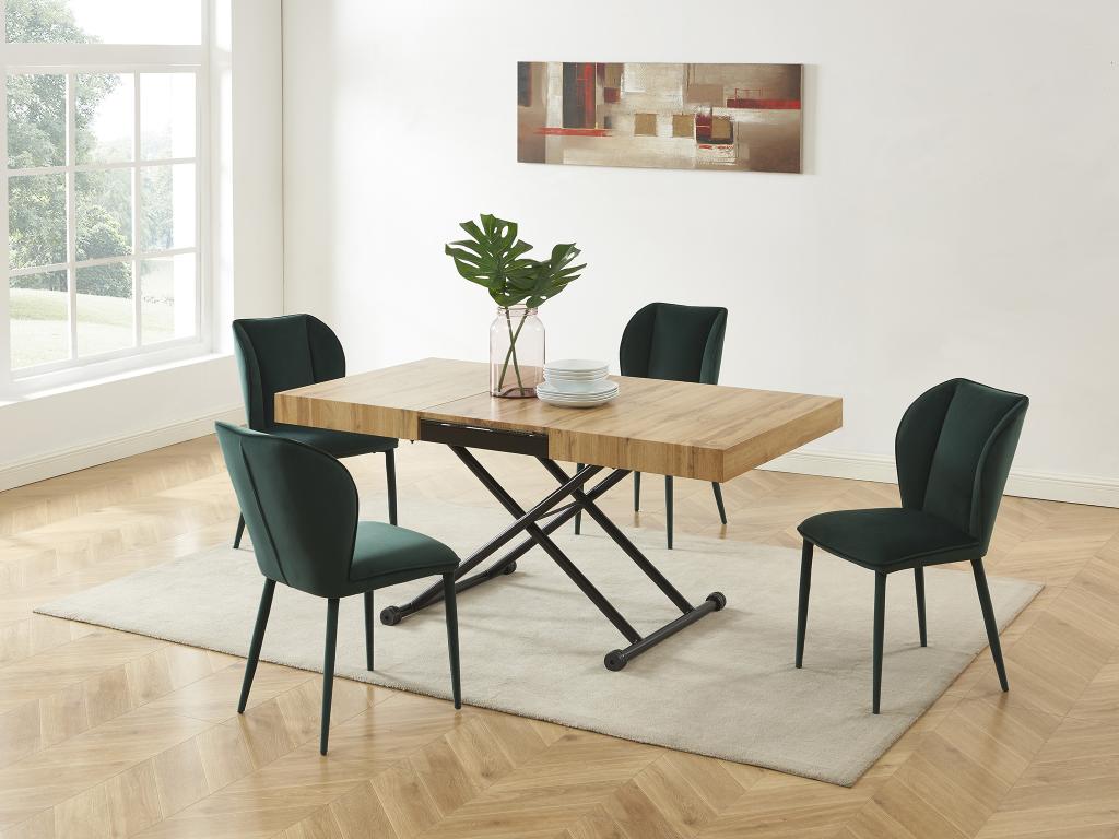 2-in-1-Tisch ausziehbar & höhenverstellbar - MDF & Stahl - Holzfarben & Sch günstig online kaufen