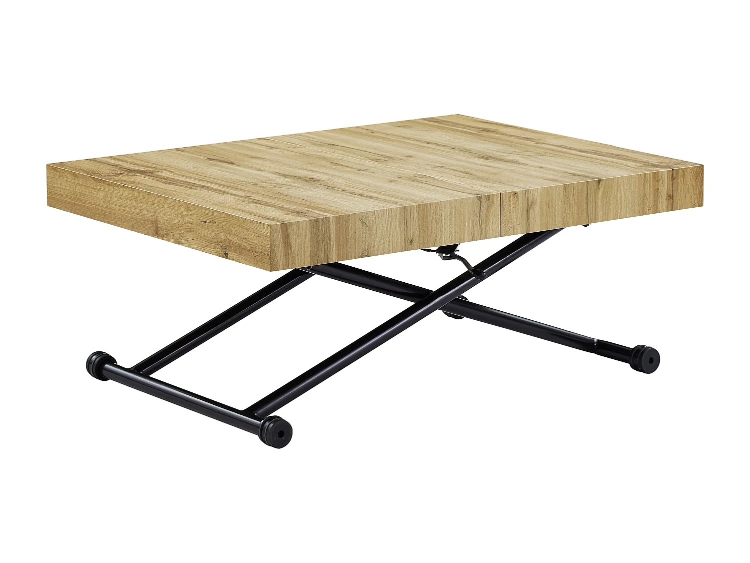 Mesa extensível e levadiça 2 em 1 MDF e aço natural e preto - MORIALA