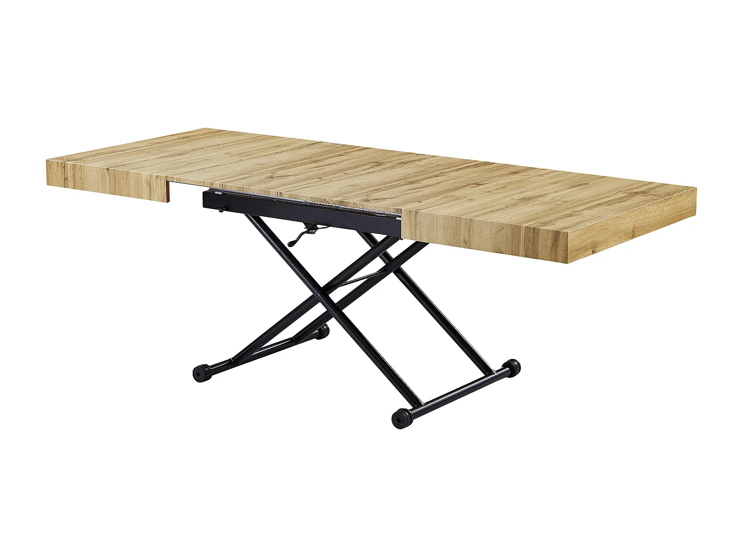 Mesa extensível e levadiça 2 em 1 MDF e aço natural e preto - MORIALA
