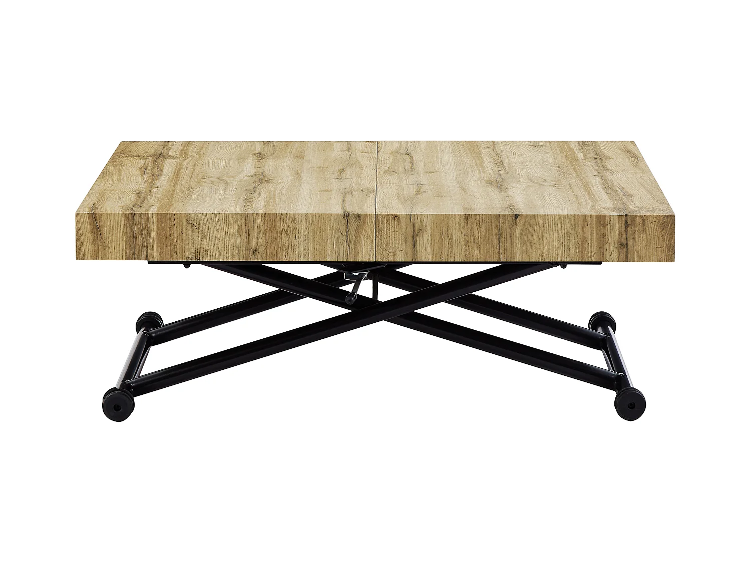 Table extensible et relevable 2 en 1 - MDF et acier - Naturel et noir - MORIALA
