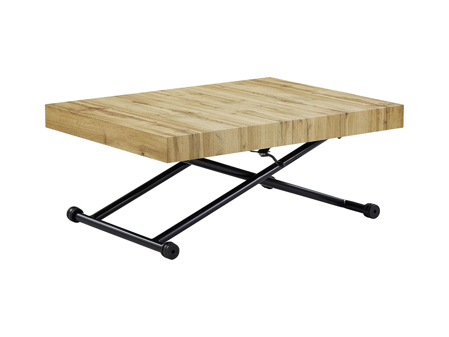 Table extensible et relevable 2 en 1 - MDF et acier - Naturel et noir - MORIALA