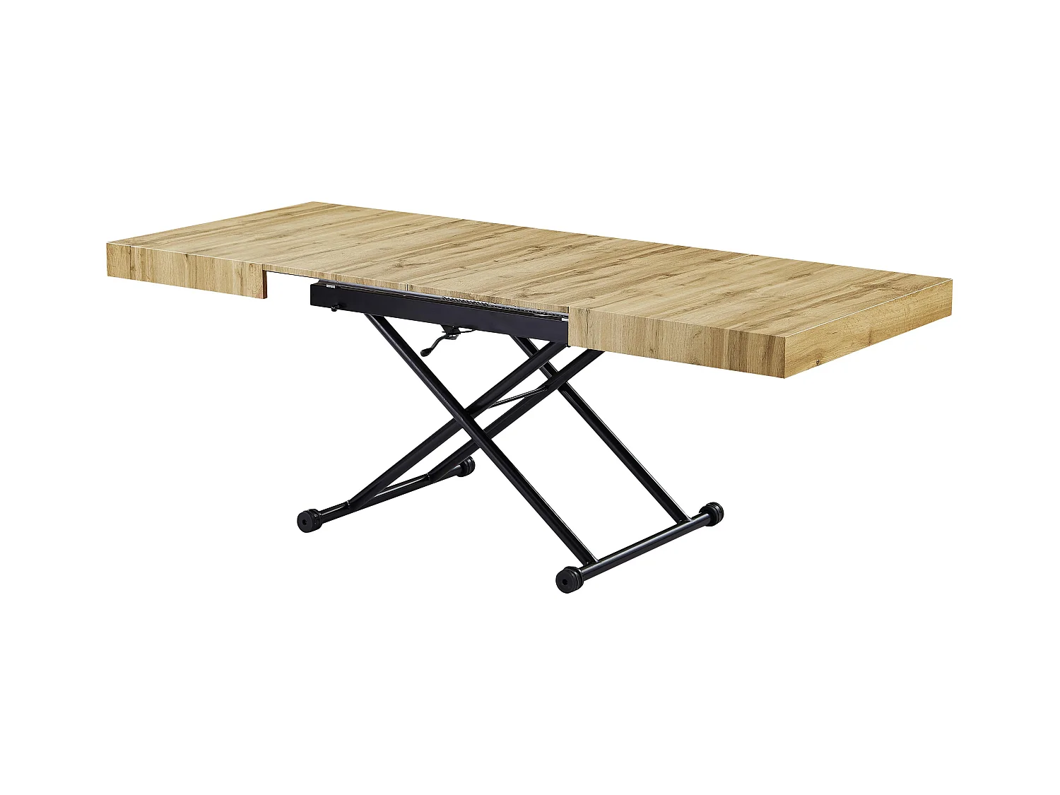 Table extensible et relevable 2 en 1 - MDF et acier - Naturel et noir - MORIALA