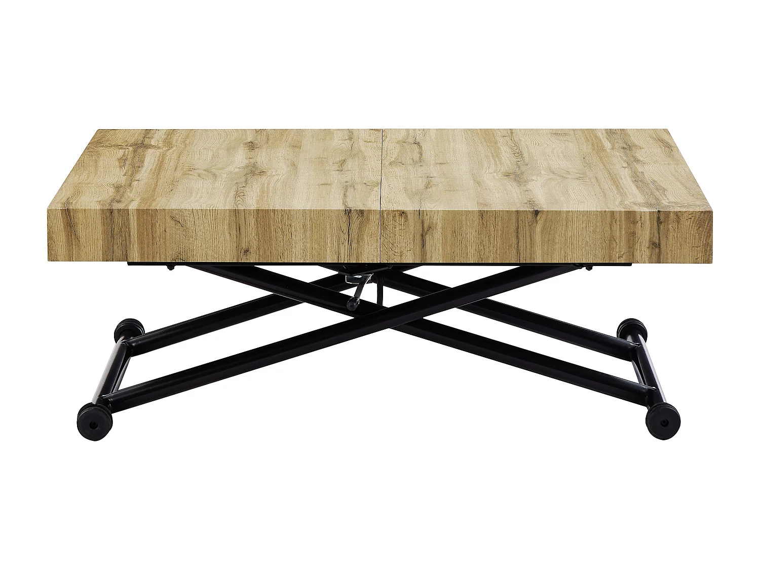 Uitschuifbare en ophefbare 2-in-1-tafel - Mdf en staal - Naturel en zwart - MORIALA