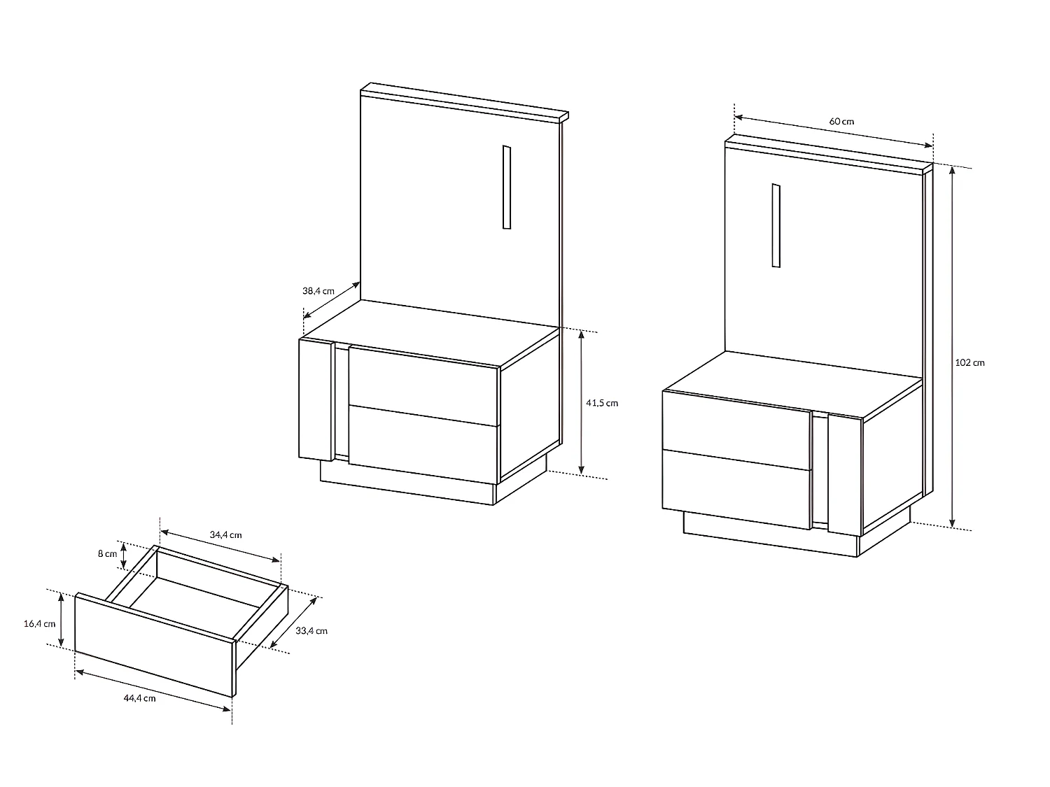 Lit avec chevets 160 x 200 cm - Avec LEDs - Blanc et naturel - MURARI