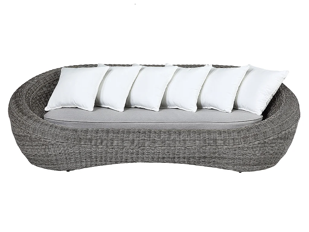 Salon de jardin en résine tressée gris : canapé, 2 fauteuils et table basse - WHITEHEAVEN de MYLIA