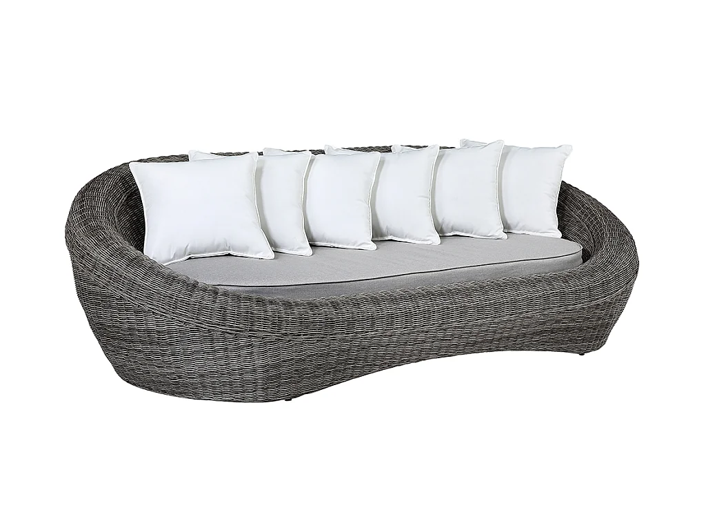 Salon de jardin en résine tressée gris : canapé, 2 fauteuils et table basse - WHITEHEAVEN de MYLIA