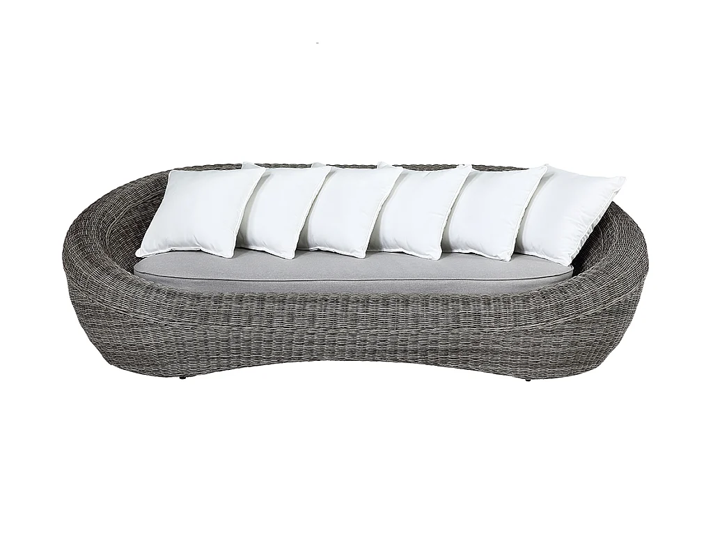 Salon de jardin en résine tressée gris : canapé, 2 fauteuils et table basse - WHITEHEAVEN de MYLIA