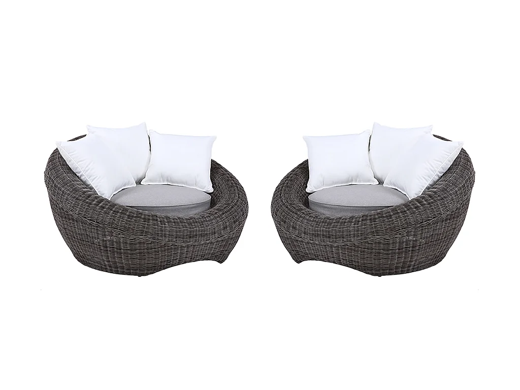 Salon de jardin en résine tressée gris : canapé, 2 fauteuils et table basse - WHITEHEAVEN de MYLIA