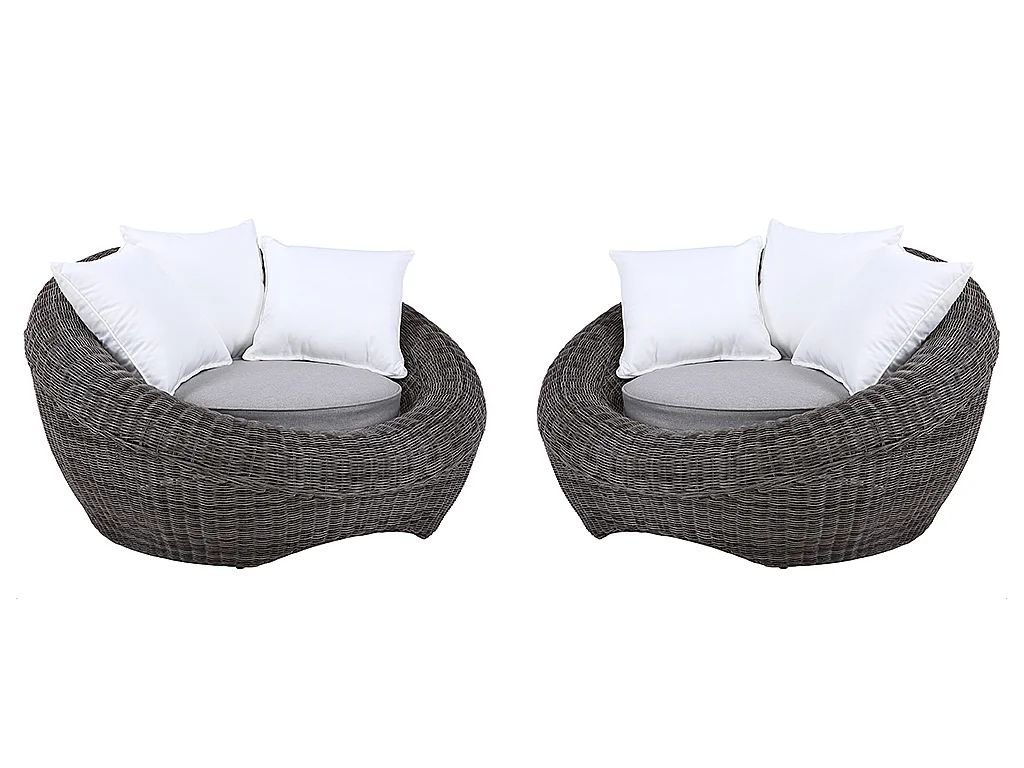 Salon de jardin en résine tressée gris : canapé, 2 fauteuils et table basse - WHITEHEAVEN de MYLIA