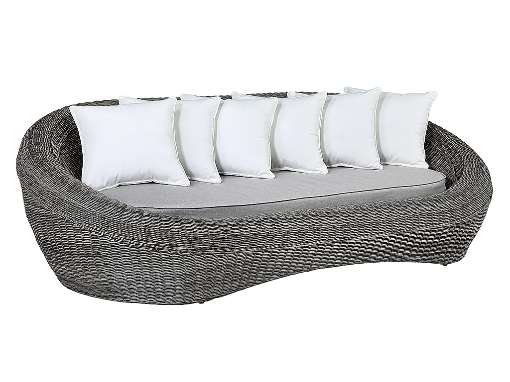 Salon de jardin en résine tressée gris : canapé, 2 fauteuils et table basse - WHITEHEAVEN de MYLIA