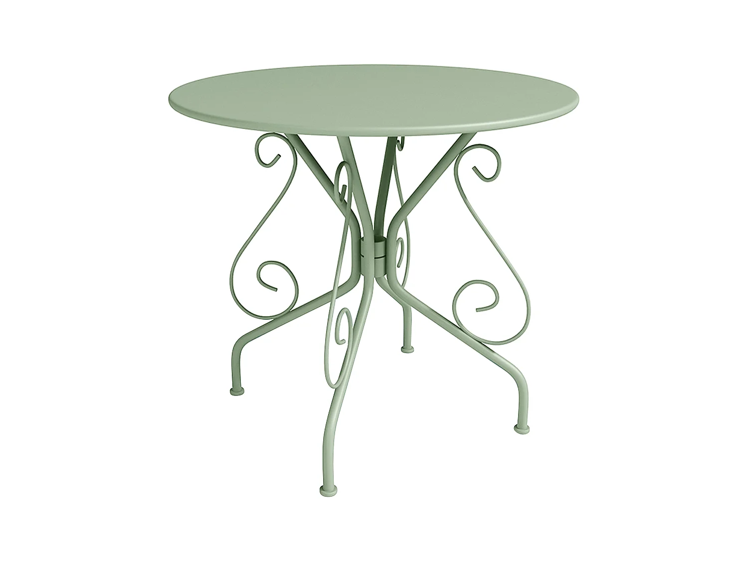 Sala da pranzo da giardino in Metallo stile ferro battuto: tavolo+4 sedie impilabili Verde acqua GUERMANTES