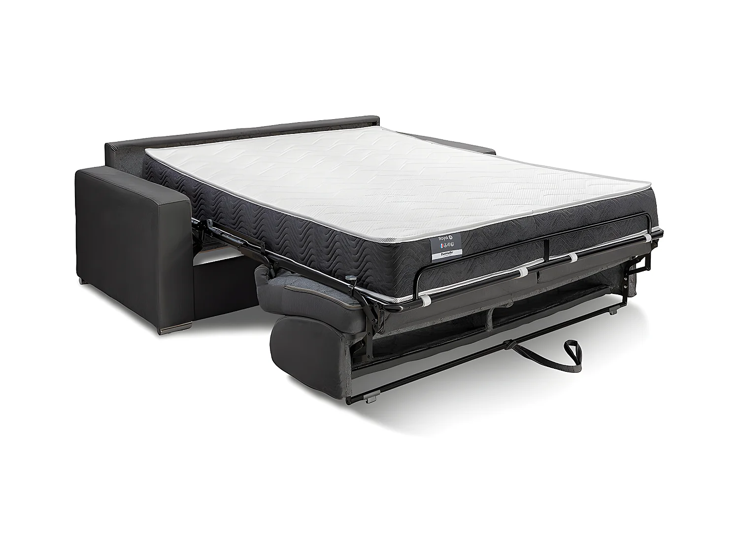 Sofá cama italiano 2 plazas piel sintética CALITO - Blanco - Cama 120  cm - Colchón 22 cm