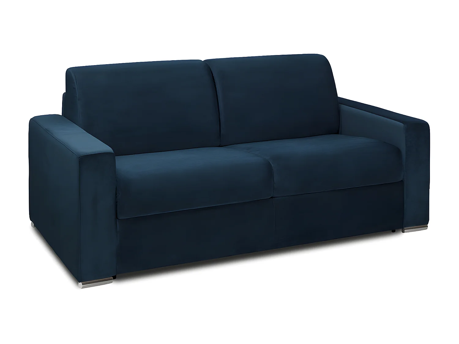 Tweezits express bedbank van fluweel CALITO - Nachtblauw - twijfelaar 120 cm - Matras 22 cm