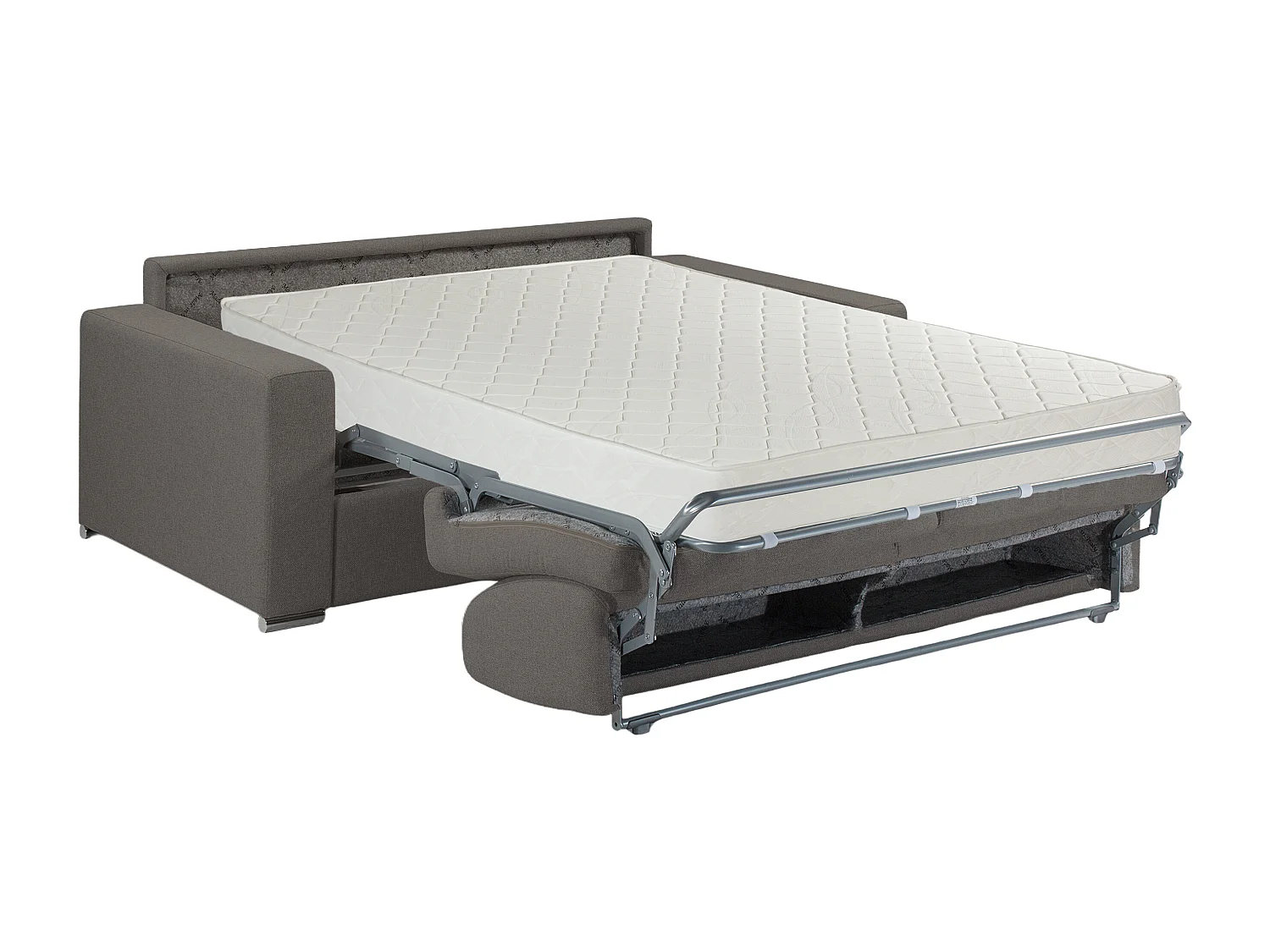 Canapé 3 places convertible express en tissu bleu - Couchage lattes larges 140 cm - Matelas 22 cm avec mémoire de forme CALITO