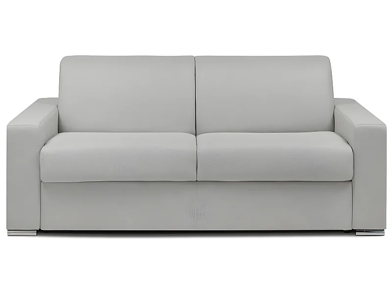 Sofá cama de apertura rápida 3 plazas tela CALITO - Gris - Cama 140 cm - Colchón 22 cm