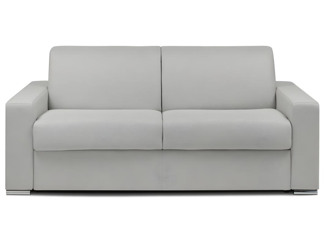 Schlafsofa mit Matratze 3-Sitzer Stoff - Grau - Liegefläche: 140 cm - Matratzenhöhe: 22 cm mit Memory Schaum - CALITO