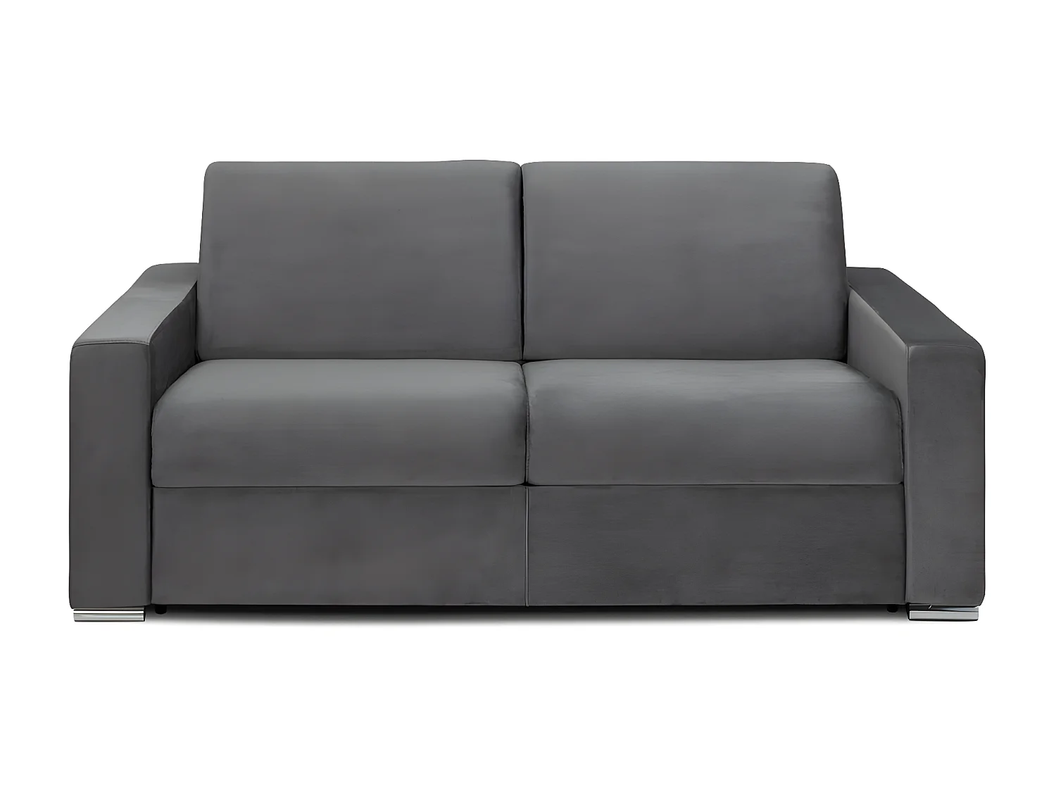 Driezits express bedbank van fluweel CALITO - Antraciet - tweepersoonsbed 140 cm - Matras 22 cm