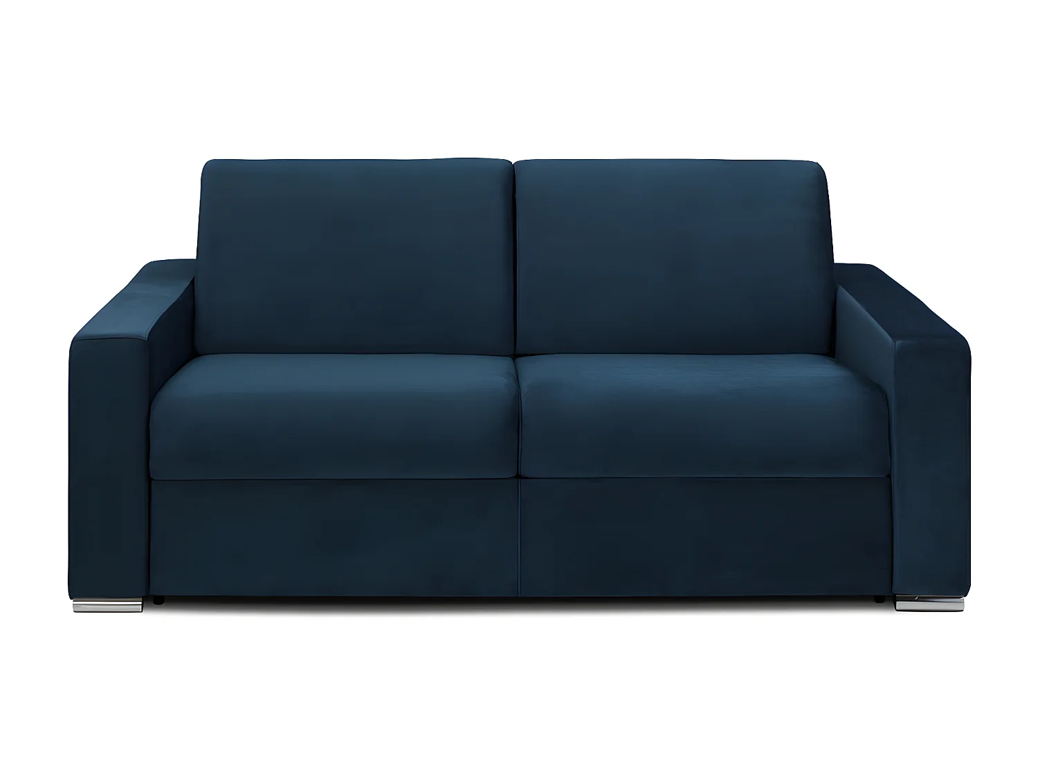 Kanapa 3-osobowa rozkładana z weluru CALITO - Kolor granatowy - Łóżko 140  cm - Materac 22 cm